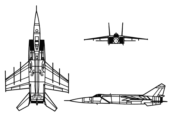 A MiG–25 háromnézeti rajza